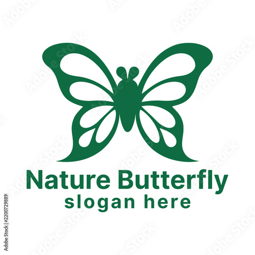 Nature Butterfly logo silhouette vector line art logo design
