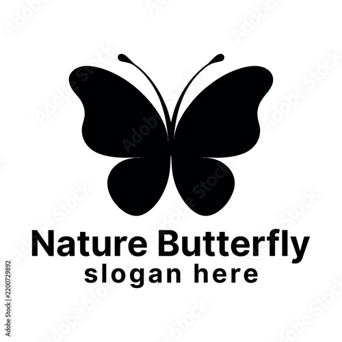 Nature Butterfly logo silhouette vector line art logo design
