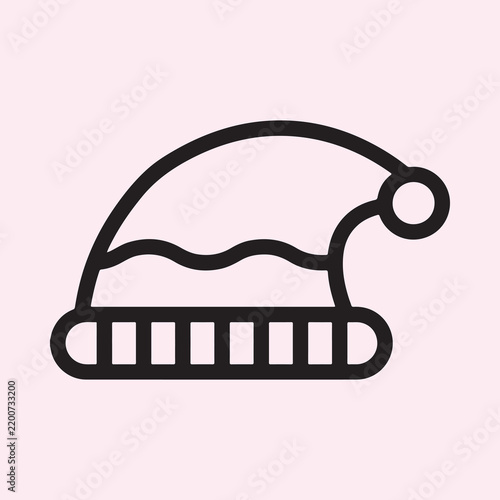 Minimalist Santa Hat Icon Vector Line Art
