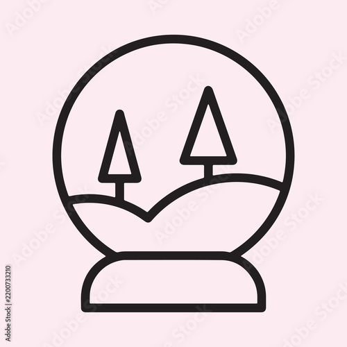 Minimalist Christmas Snow Globe Line Art Icon
