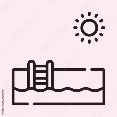 Swimming pool icon with sun summer symbol
