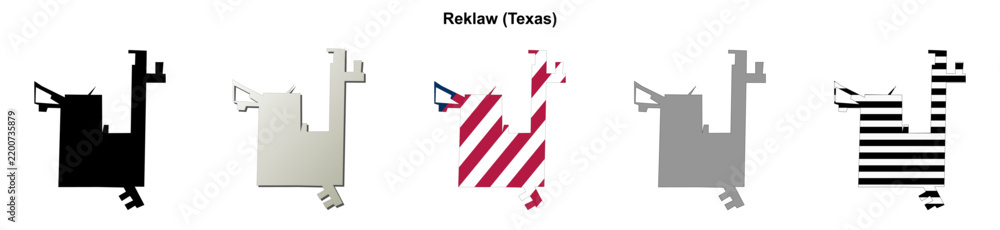 Fototapeta premium Reklaw (Texas) blank outline map set