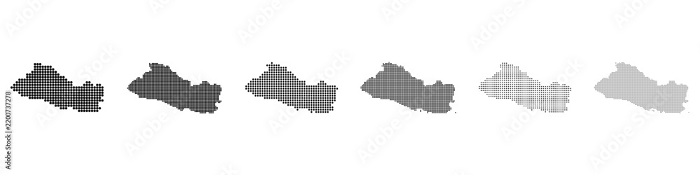 Obraz premium Dot mosaic El Salvador outline map set