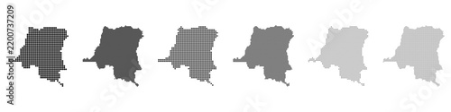 Dot mosaic DR Congo outline map set