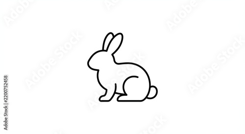 Fluffy Rabbit Outline: Adorable Animal Silhouette for Pet Lovers and Easter Design - Vector Illustration of Bunny in Grassy Habitat with Cute Cartoon Style
