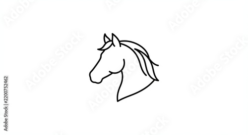 Minimalist Black and White Horse Head Outline Illustration Vector - Line Art Equine Graphic Design for Logo Branding