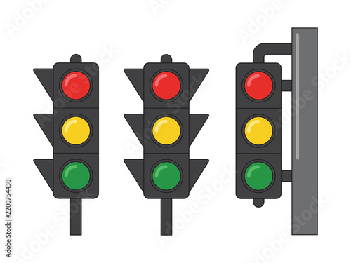 Картината върху платно This illustration features a vector image of three traffic lights against a white background