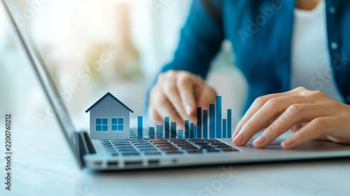 Silver Daylight Through the Financial Review Stage: Real Estate Analyst Reviewing Laptop Graphs With Property Tre