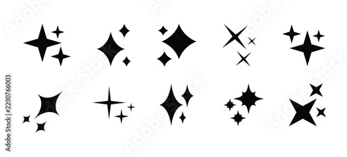 Star vector icon collection featuring sparkling stars, twinkling starbursts, glitter symbols and decorative shine elements, versatile graphic set for branding, logos, stickers, apps and design