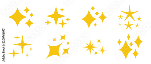 Yellow star sparkle emoji illustration featuring a bright four-pointed shining star, glittering twinkle effect and cheerful decorative symbol, colorful vector icon for digital communication and design