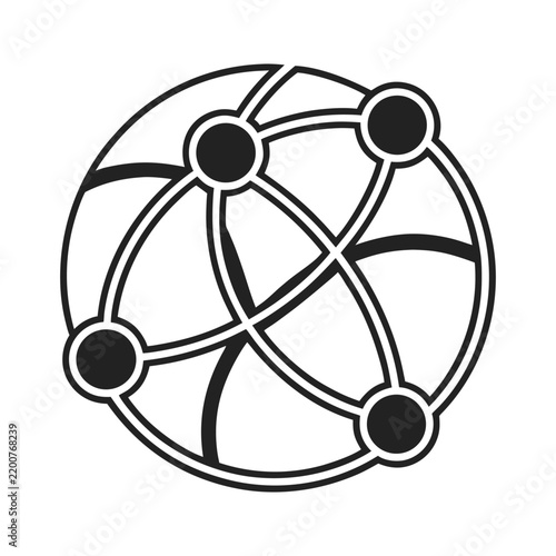 Global network connections concept with nodes on a black background