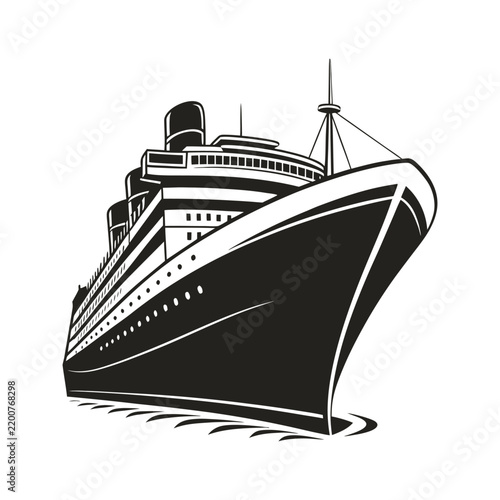 Ocean liner sailing through gentle waves during a clear day conceptualizing luxury travel and adventure
