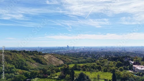 Vienna capital city of Austria in Europe. Panorama view from Kahlenberg.