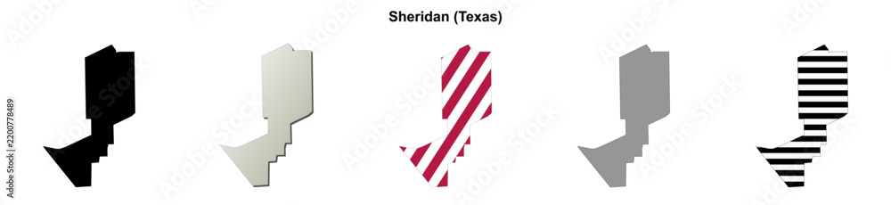 Fototapeta premium Sheridan (Texas) blank outline map set