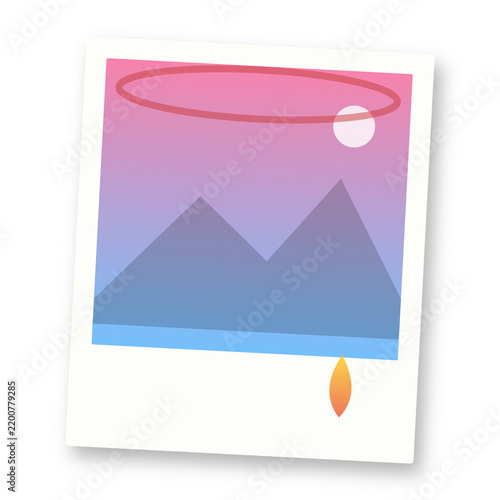 Картината върху платно Colorful abstract gradient landscape picture frame with mountains  moo