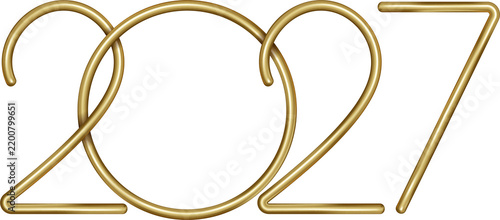 New Year Gold 2027 Luxury 3D Number