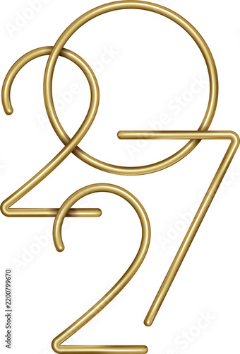 New Year 2027 Gold Luxury Numbers Icon