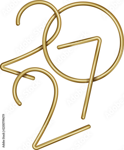 2027 New Year Gold Luxury Lettering Graphic 3d