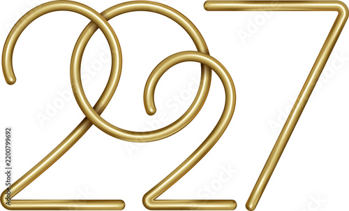 2027 New Year Gold Luxury Number 3d