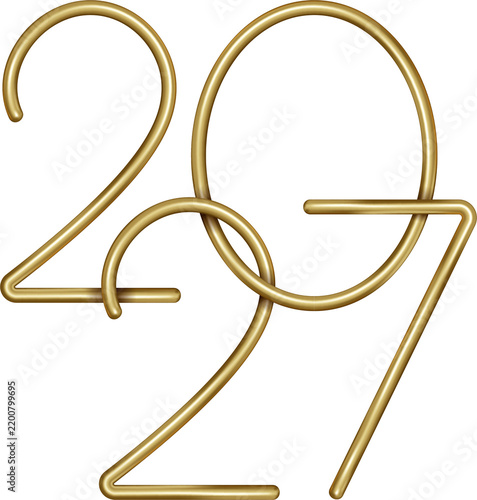 New Year 2027 Lettering golden luxury 3d