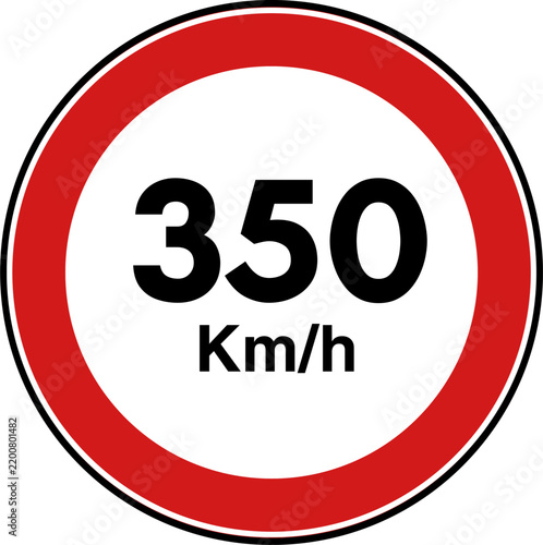 Circular Red Maximum Speed Limit 350 Road Sign Vector