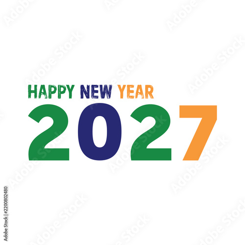 Plakat Happy new year 2027 text design vector illustration.