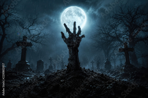Halloween, dead hand coming out from the soil
