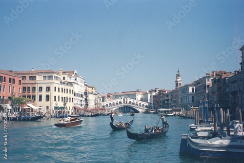 фотографія Grand Canal and Rialto Bridge with Gondolas in Venice, Italy