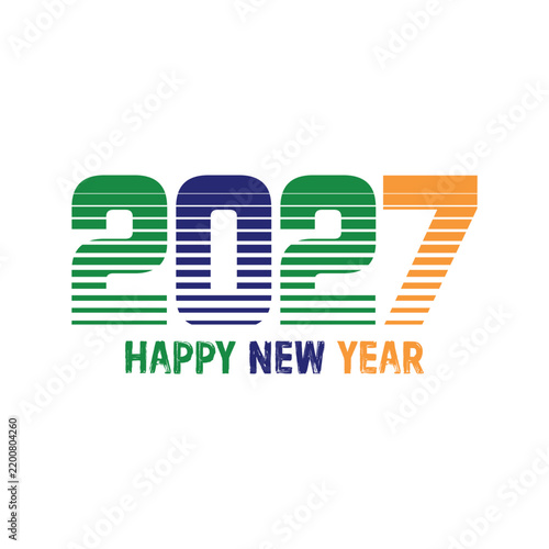 Plakat Happy new year 2027 text design vector illustration.