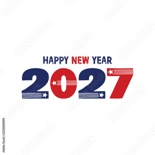 Plakat Happy new year 2027 text design vector illustration.