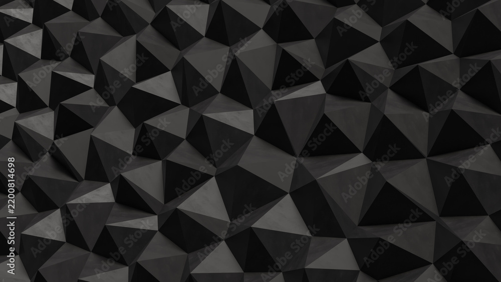 Fototapeta premium Dark Geometric Polygon Wall Background 3d render.