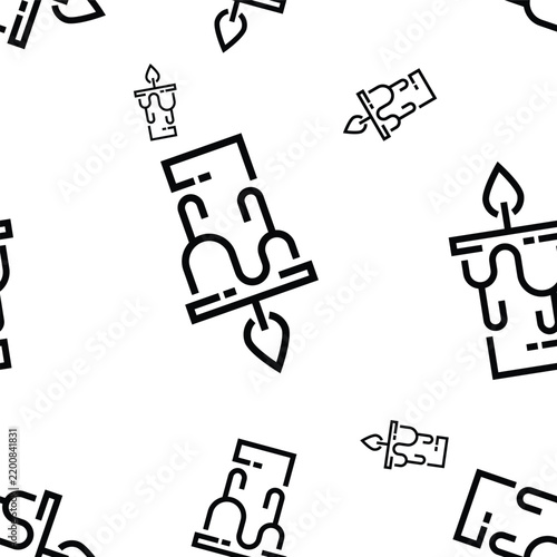 Halloween Candle Large and Small Line Art Seamless Pattern