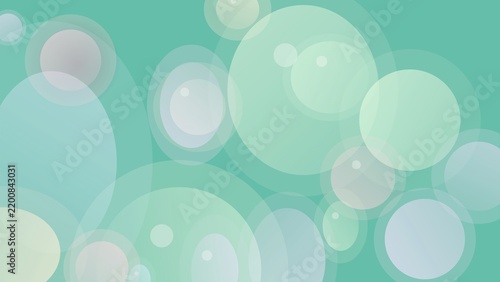 Abstract Transparent Circles on Teal Mint Green Background