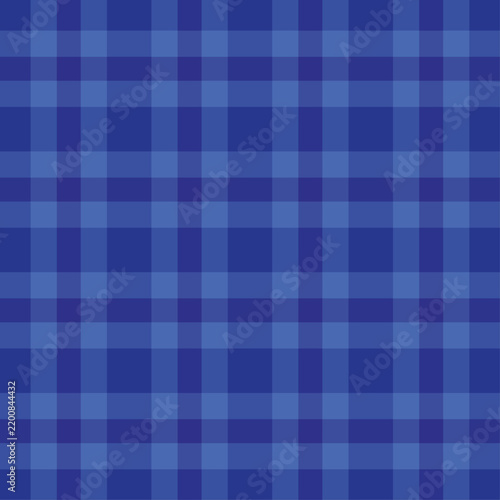 Classic dark navy and slate blue tartan plaid seamless pattern. Retro masculine geometric checkered background texture. Flat vector graphic for men apparel fabric, elegant shirts and premium decor.