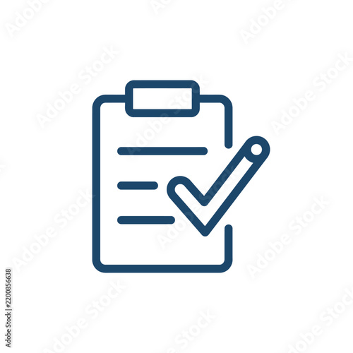 Clipboard checklist icon with confirmed checkmark symbol.