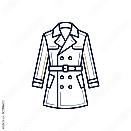 Classic trench coat fashion apparel icon.