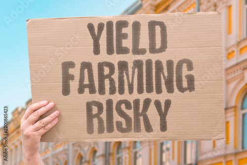 Konstfotografi "Yield farming risky" Cryptocurrency liquidity provision strategy with hidden losses