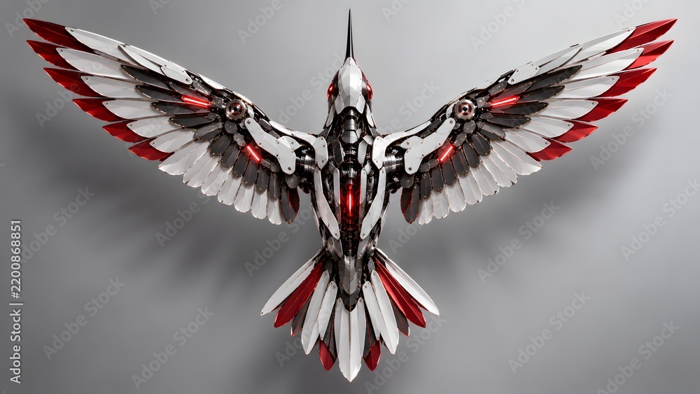 Fototapeta premium Cybernetic Hummingbird Mechanical Bird Concept.