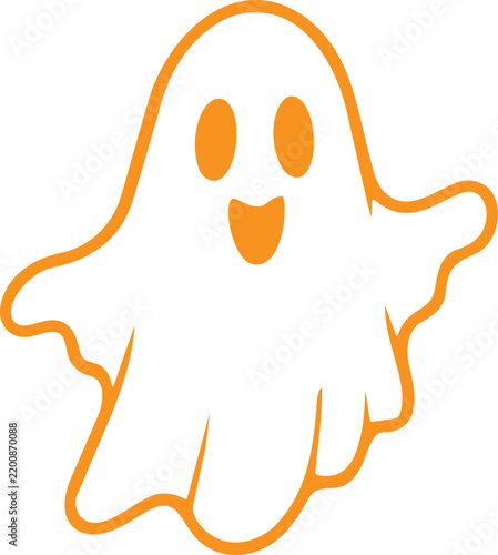 Orange Outline Ghost Illustration for Halloween