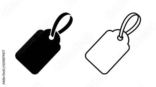 Black and white price tag with loop