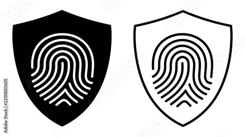 Shield with fingerprint design in black and white