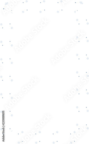 Snowflake arranged frame border long swuare shape, winter snow ice particle theme