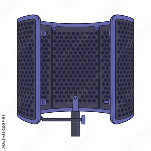 Professional studio microphone isolation shield vector illustration