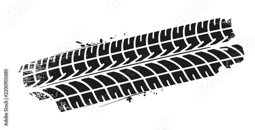 Grunge tire track and textured debris overlay for dynamic transportation related visuals.