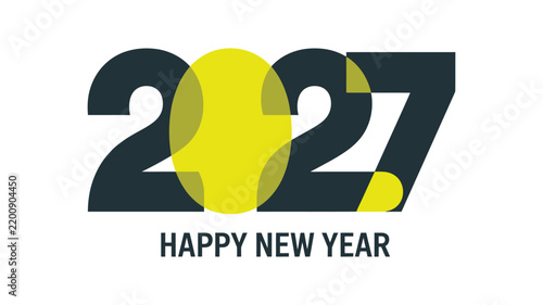 Happy New Year 2027 Modern Typography Design