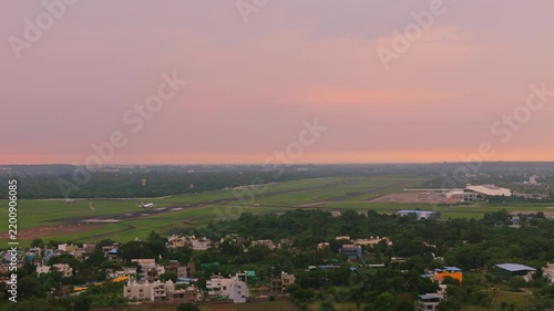 Airplane landing at airport, plane landing, bhopal airport, india