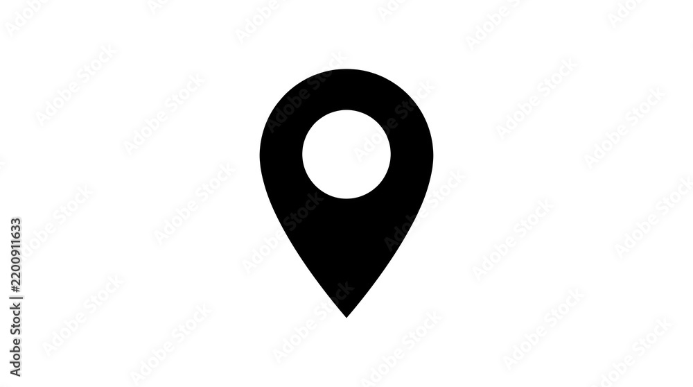 Fototapeta premium Minimalist black map marker icon isolated on a clean white background with simple black location