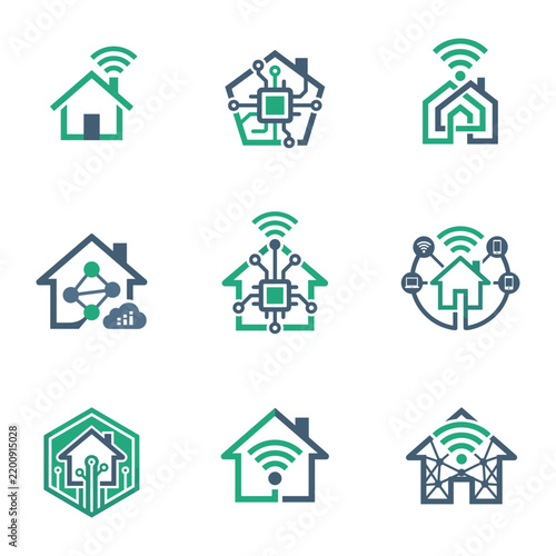 Collection of Smart Home and IoT Logo Templates for Intelligent Living and Connected Technology