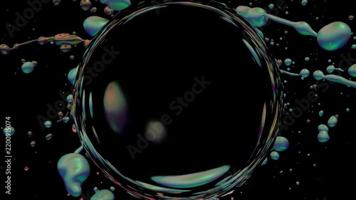 Abstract water droplets with reflections conceptual motion graphics