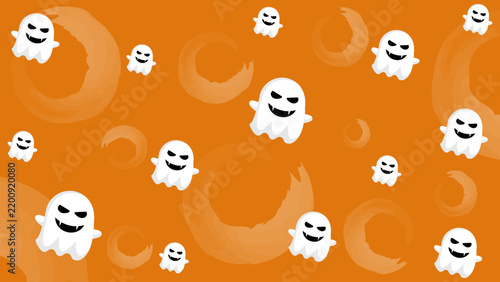 Scary White Ghost And Yellow Orange Background In Halloween Night